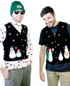 Twinsies! Coordinating Snowmen Ugly Christmas Sweater Vests