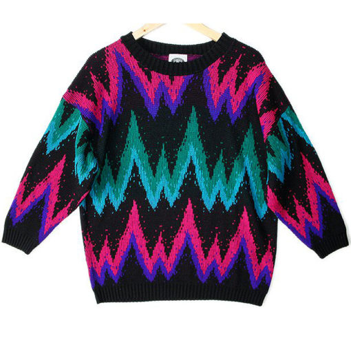 Vintage 80s Zig Zag Tacky Ugly Sweater - New!