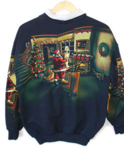 Vintage 90s Art Unlimited Santa Christmas Scene Ugly Sweatshirt