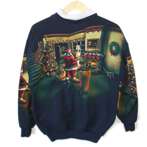 Vintage 90s Art Unlimited Santa Christmas Scene Ugly Sweatshirt