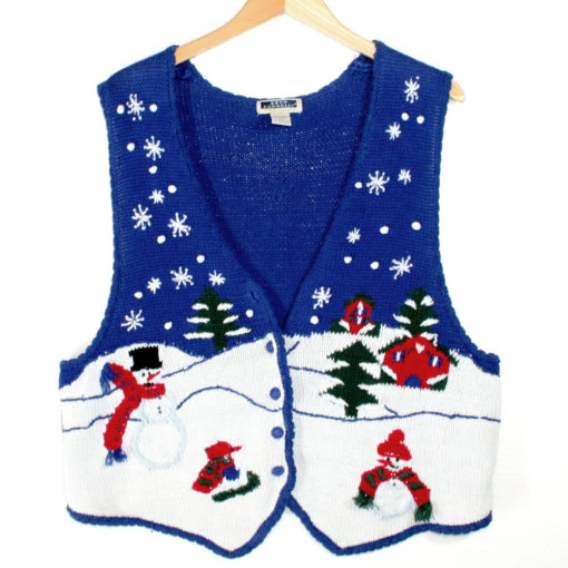 Winter Scene With Mystery Sledder Ugly Christmas Sweater Vest