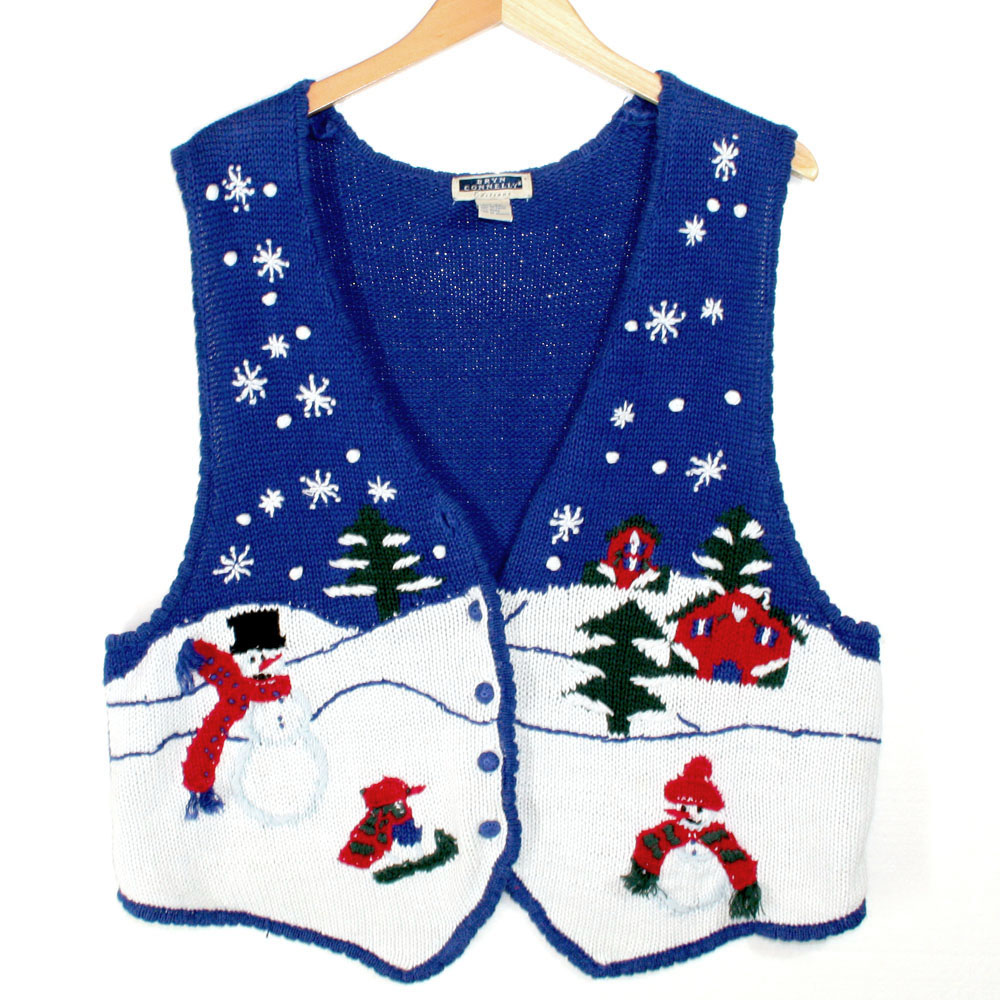 Winter Scene With Mystery Sledder Ugly Christmas Sweater Vest - The ...