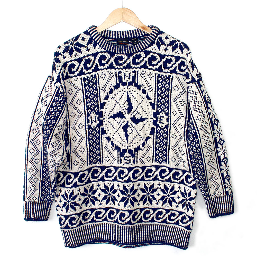 Big Compass Soft Oversized Slouchy Men's Ugly Ski Sweater - The Ugly ...