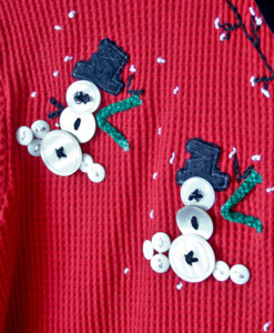 Button Snowmen Waffle Weave Ugly Christmas Shirt