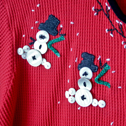 Button Snowmen Waffle Weave Ugly Christmas Shirt