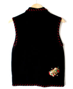 Christmas Tree And Gifts Black Ugly Christmas Sweater Vest