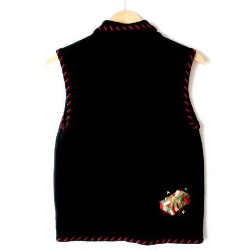 Christmas Tree And Gifts Black Ugly Christmas Sweater Vest