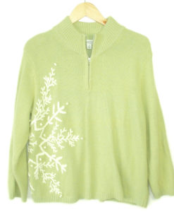 Coldwater Creek Fuzzy Lime Green Ugly Christmas Sweater