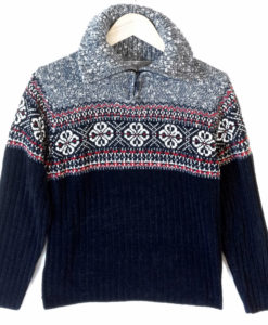 Drunk Uncle Style Zip Collar Nordic Ski Sweater