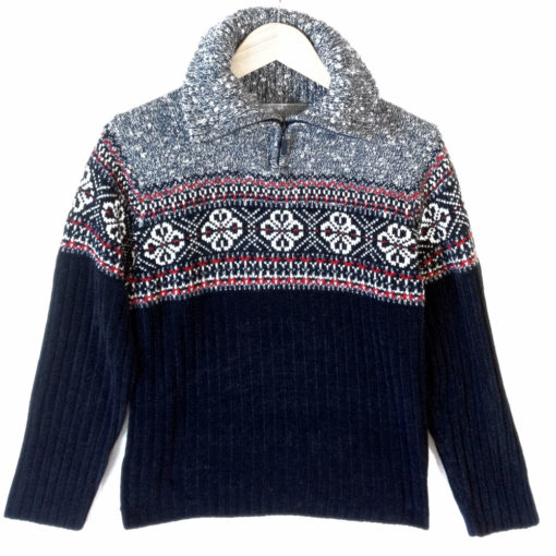 Drunk Uncle Style Zip Collar Nordic Ski Sweater
