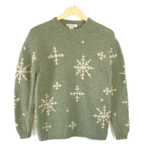 Eddie Bauer Sage Snowflakes Wooly Ski or Ugly Christmas Sweater