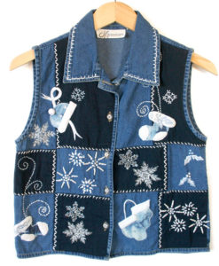 Hats Mittens and Stockings Denim Ugly Christmas Vest