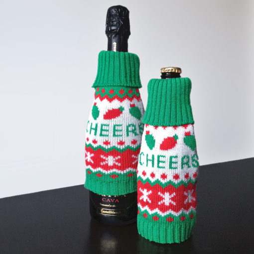 Knit Ugly Christmas Sweater Bottle Cover - for Wine or Beer
