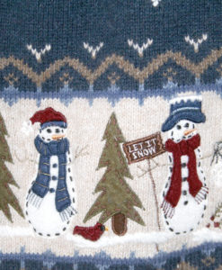 Let It Snow Snowmen Wooly Ugly Christmas Sweater - Blue