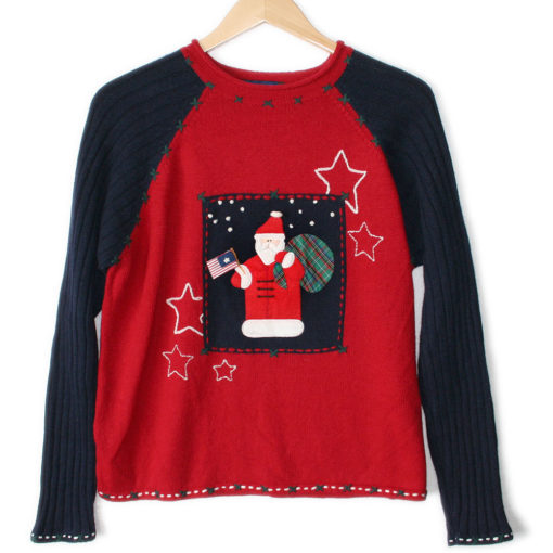 'Merkan Santa Patriotic USA Ugly Christmas Sweater