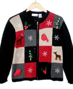 Reindeer and Cardinals Wooly Ugly Christmas Sweater