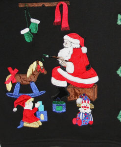 Santa's Workshop Tacky Ugly Christmas Sweatshirt Cardigan