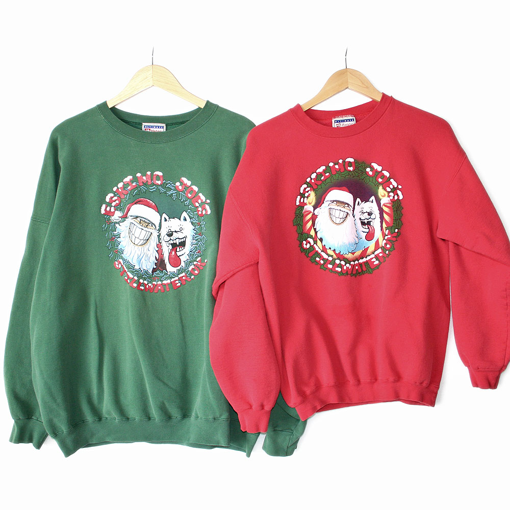 Set of 2 Eskimo Joe's Christmas Sweatshirts (2000 & 2004) - The Ugly ...