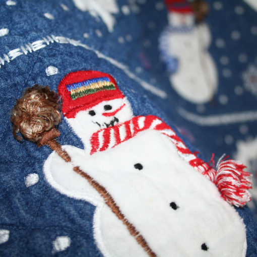 Snowmen With Mops Denim Ugly Christmas Vest