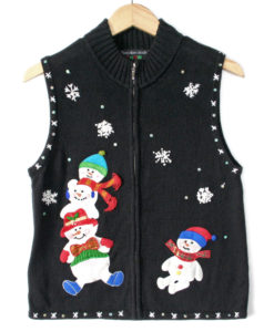 Stack of Snowmen... With Legs! Ugly Christmas Sweater Vest