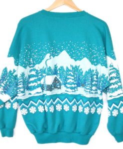 Totally Teal Puffy Paint Alaska Ugly Christmas Sweatshirt