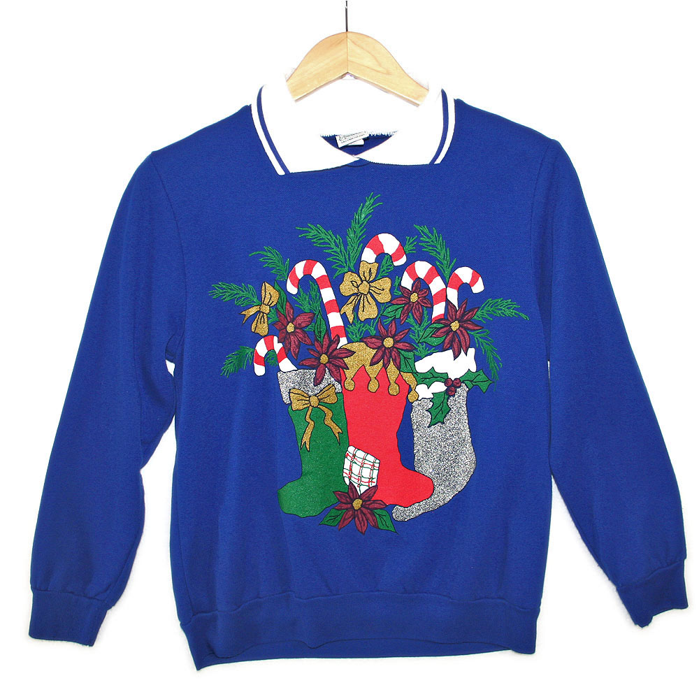 Vintage 80s Sparkly Stockings Tacky Ugly Christmas Sweatshirt - The ...