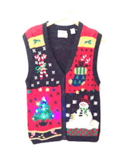 Vintage 90s Light Up Ugly Christmas Sweater Vest