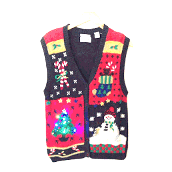 Vintage 90s Light Up Ugly Christmas Sweater Vest - The Ugly Sweater Shop