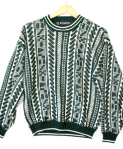 Green Vertical Geometric Stripe Ugly Cosby Sweater