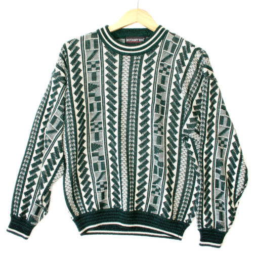 Green Vertical Geometric Stripe Ugly Cosby Sweater