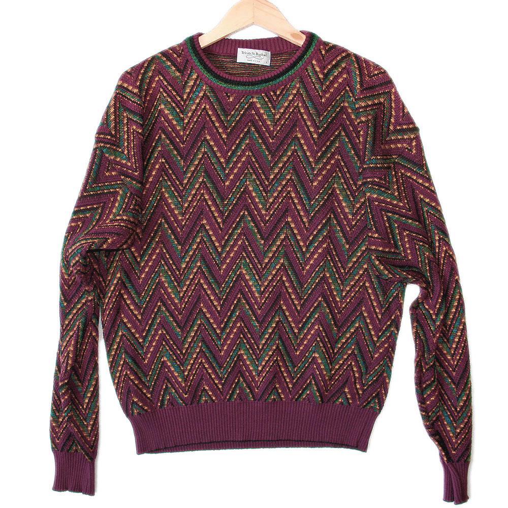 Purple Zig Zag Cosby Style Ugly Sweater - The Ugly Sweater Shop