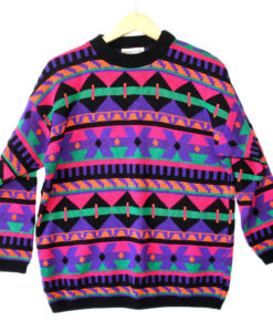 Vintage 80s DayGlo Tribal Aztec Tacky Ugly Ski / Cosby Sweater
