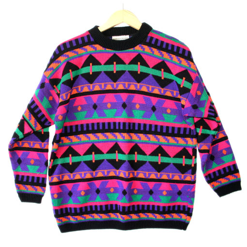 Vintage 80s DayGlo Tribal Aztec Tacky Ugly Ski / Cosby Sweater - The ...
