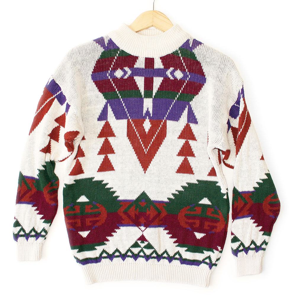 Vintage 90s Southwestern Tribal Aztec Tacky Ugly Sweater - The Ugly ...