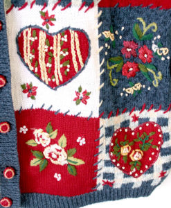Hearts and Roses Patchwork Ugly Valentines Sweater