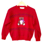 Vintage 80s 8-Bit Hearts Teddy Bear Tacky Ugly Sweater - The Ugly ...
