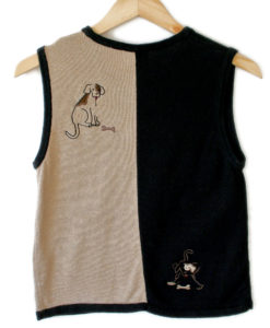 Dogs with Bones Black & Tan Tacky Ugly Sweater Vest