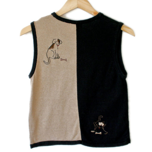 Dogs with Bones Black & Tan Tacky Ugly Sweater Vest