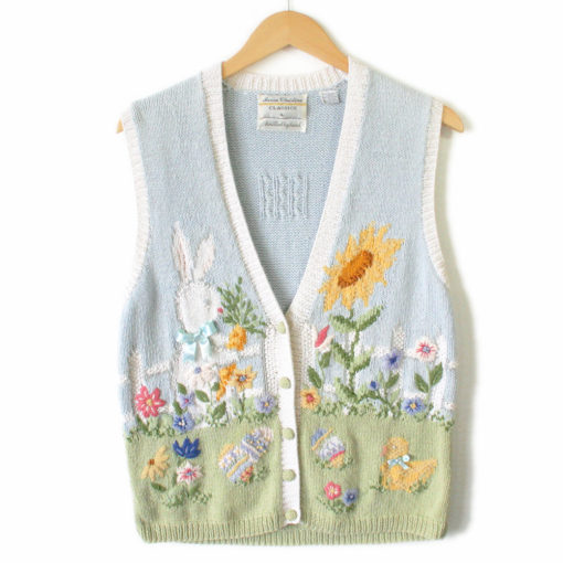 Easter Bunny Garden Tacky Ugly Sweater Vest