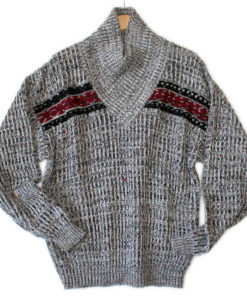 Overlap Collar Heathered Gray Men's Ugly Ski Sweater