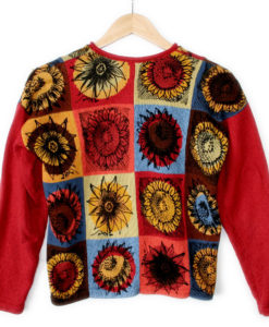 Pop Art Sunflower Cardigan Floral Tacky Ugly Sweater