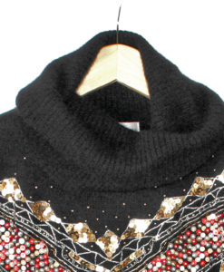 Sparkly Sequin Feathers Western Tacky Ugly Gem Sweater