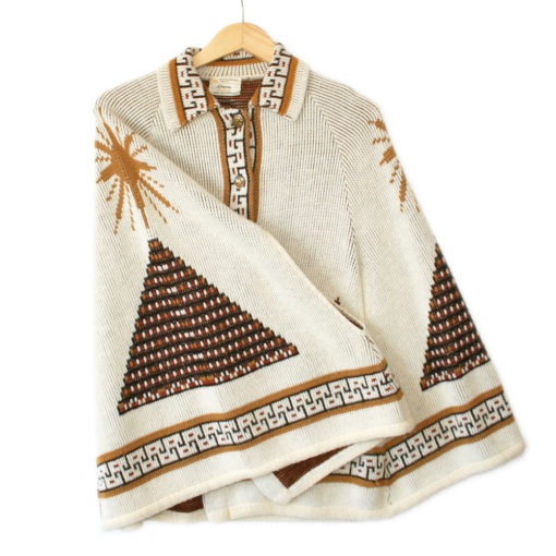 Vintage 70s Tribal Aztec Ugly Sweater Poncho