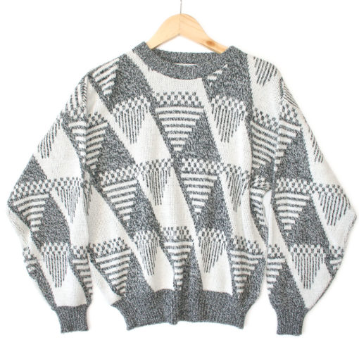 Vintage 80s Gray Triangles Ugly Cosby Sweater