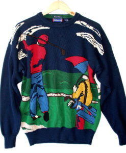 Hathaway "Play Through The Rain" Men's Tacky Ugly Golf Sweater