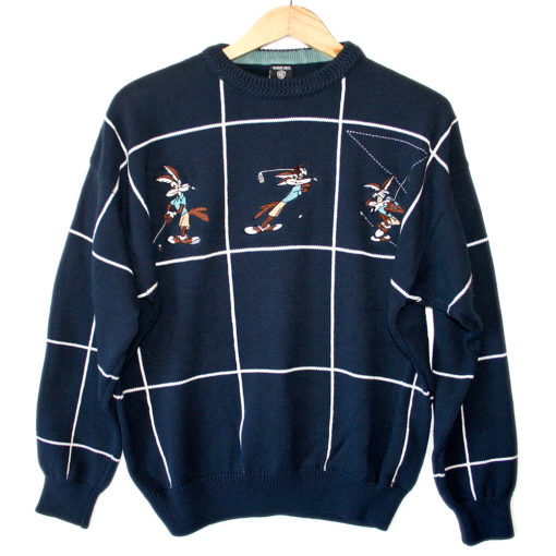 Wile E Coyote Looney Tunes Men's Tacky Ugly Golf Sweater