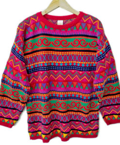 Crazy Bright Tribal Aztec Tacky Ugly Cosby Sweater