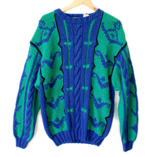 Vintage 80s Big Cable Knit Ugly Sweater