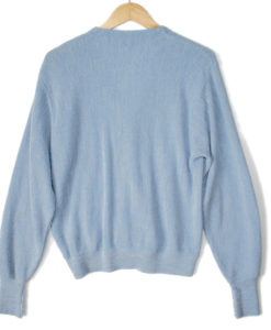 Vintage 80s Slate Blue Izod Lacoste Alligator Cardigan Ugly Sweater