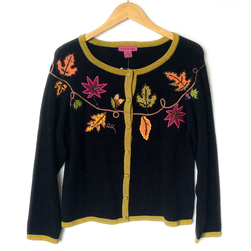 Autumn Leaves Fall Theme / Thanksgiving Cardigan Ugly Sweater - The ...